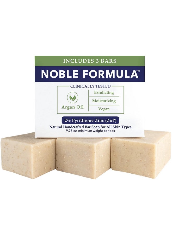 Noble Formula 2% Pyrithione Zinc (ZnP) Vegan Argan Oil Bar Soap, Especially Formulated for Acne, Psoriasis, and Eczema, Safe for Daily Use and All Skin Types, 3 Bars in 1 Box, Total 9.75 oz - Image 1