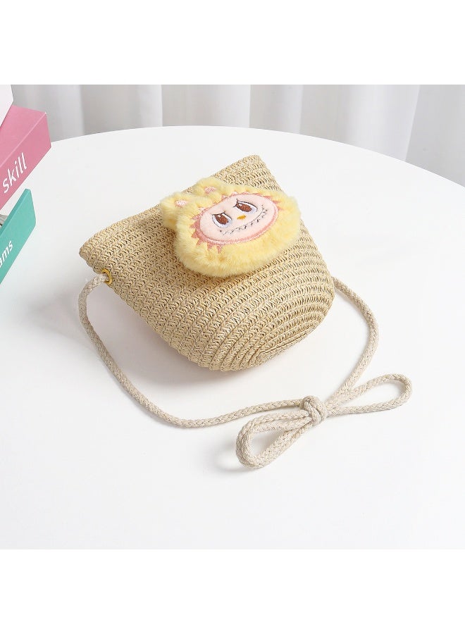LABUBU Popular Rabu Straw Bag Children's Cute Doll Shoulder Bag Clothing Accessories Girls Woven Bag - Image 5