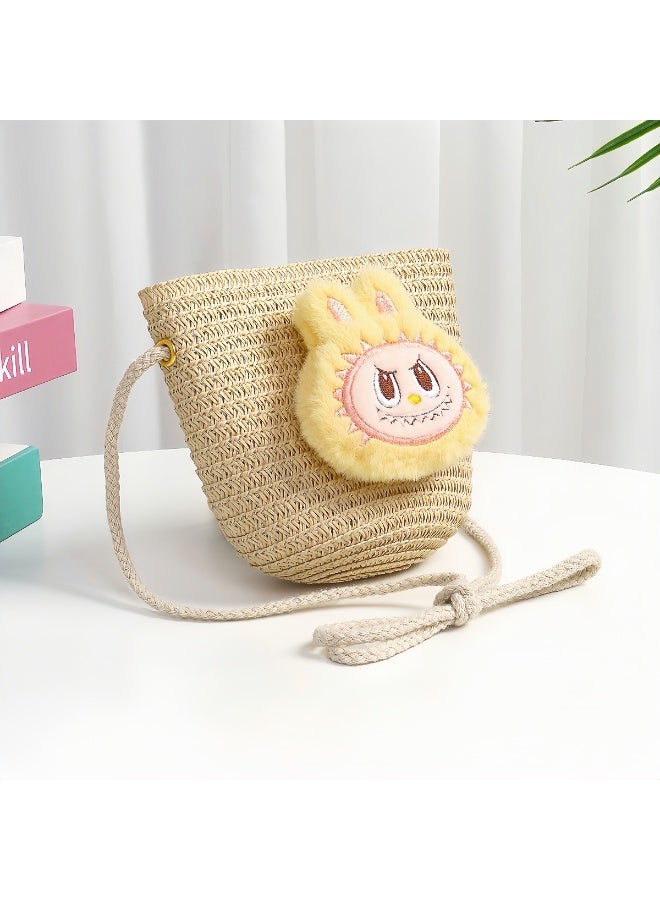 LABUBU Popular Rabu Straw Bag Children's Cute Doll Shoulder Bag Clothing Accessories Girls Woven Bag - Image 1