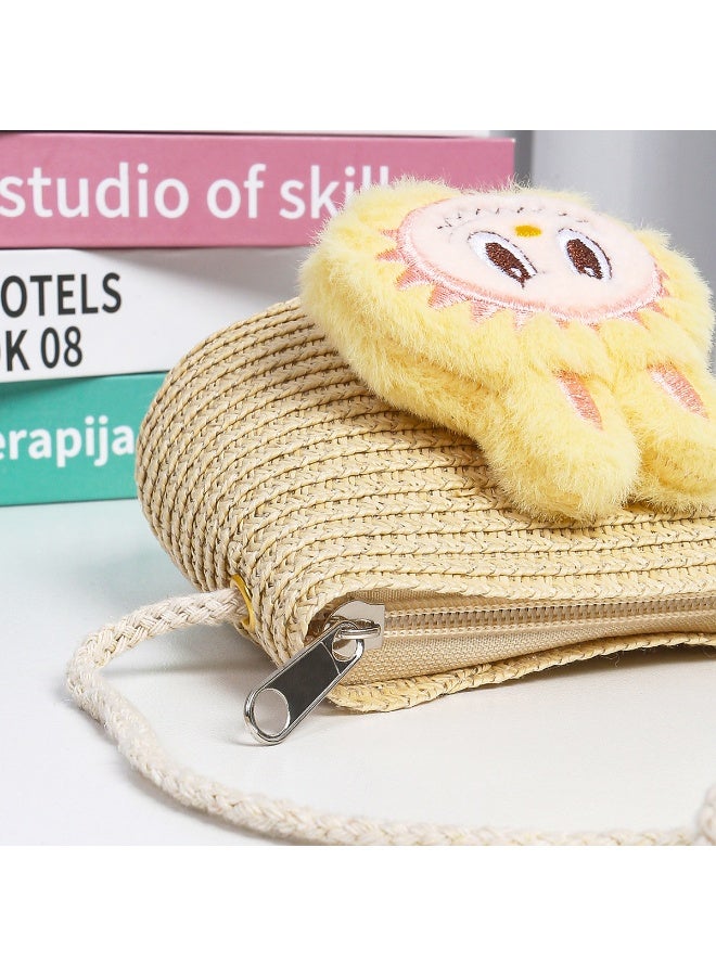 LABUBU Popular Rabu Straw Bag Children's Cute Doll Shoulder Bag Clothing Accessories Girls Woven Bag - Image 3