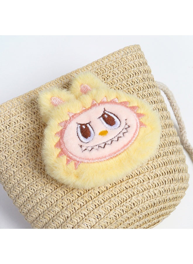 LABUBU Popular Rabu Straw Bag Children's Cute Doll Shoulder Bag Clothing Accessories Girls Woven Bag - Image 4