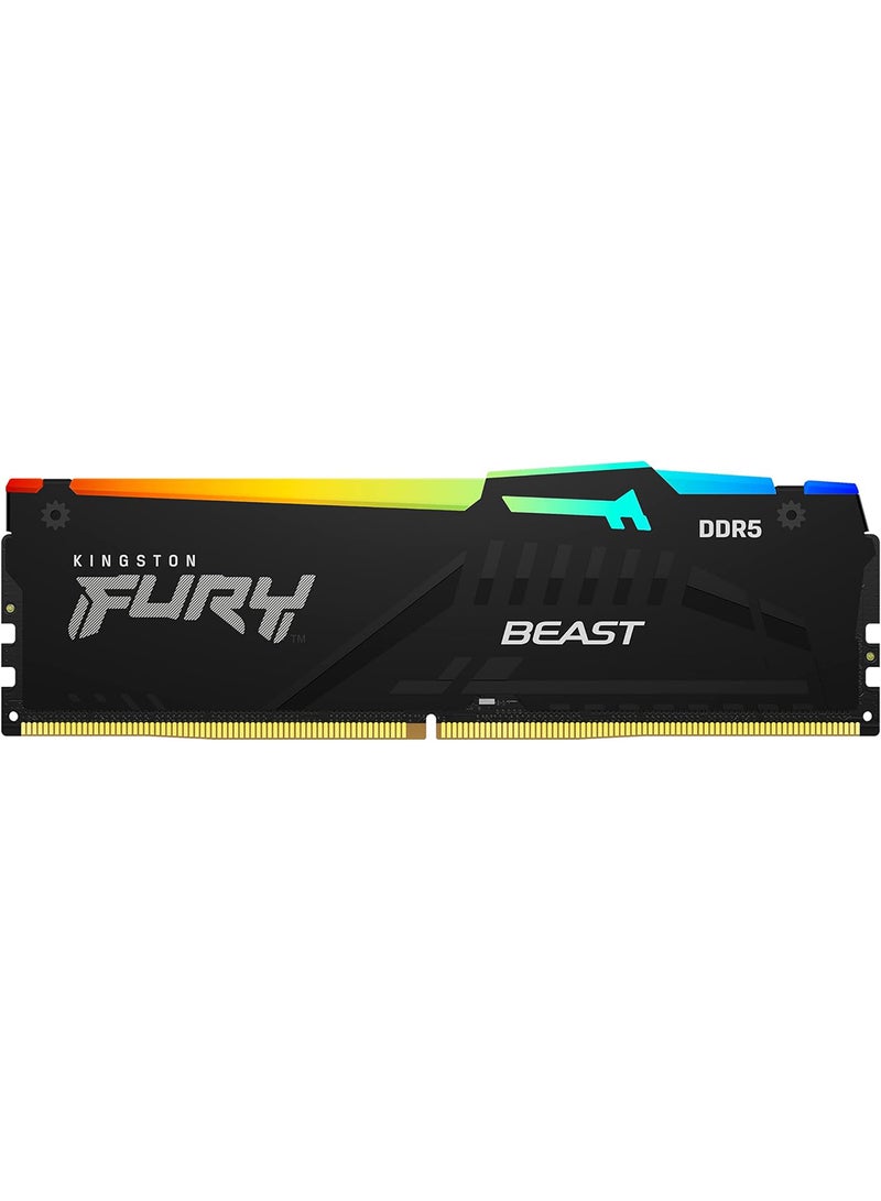 كينغستون ذاكرة سطح المكتب Fury Beast RGB سعة 64 جيجابايت (32 جيجابايت ×2) DDR5، سرعة ذاكرة 6000MT/s، زمن وصول CL36، غير ECC، دعم Intel XMP 3.0 و AMD EXPO، 1.35 فولت، 288 دبوس، أسود | KF560C36BBEAK2-64 - Image 1