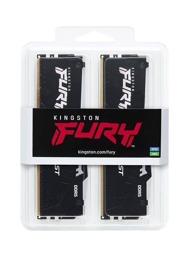 كينغستون ذاكرة سطح المكتب Fury Beast RGB سعة 64 جيجابايت (32 جيجابايت ×2) DDR5، سرعة ذاكرة 6000MT/s، زمن وصول CL36، غير ECC، دعم Intel XMP 3.0 و AMD EXPO، 1.35 فولت، 288 دبوس، أسود | KF560C36BBEAK2-64 - Image 4