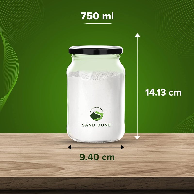 SAND DUNE Set of 4 750 ml Each Storage Glass Jar Transparent BPA Free Cookies Dry Fruits Masala Spices Cereal and Flour - Image 5