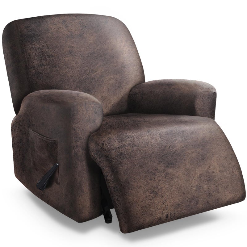 molasofa Leather Like Oversized Recliner Chair Covers, Extra Large Big Man 4 Pieces Lazy Boy Recliner Cover for Wide Recliner Chair for Pets Kids Washable(X-Large,Dark Brown) - Image 1