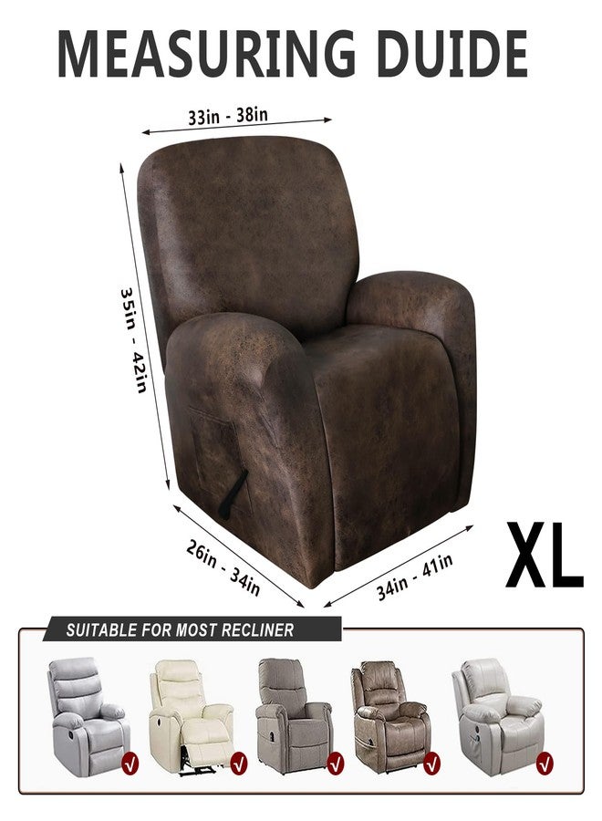 molasofa Leather Like Oversized Recliner Chair Covers, Extra Large Big Man 4 Pieces Lazy Boy Recliner Cover for Wide Recliner Chair for Pets Kids Washable(X-Large,Dark Brown) - Image 2