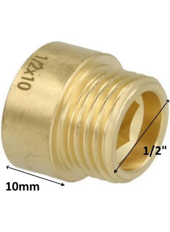 Biella 3Pcs Brass Extension Nipple Male To Female 1/2" British Standard Pipe (Bsp) For Extension Pipe Fitting (1/2 X 10Mm) - Image 2