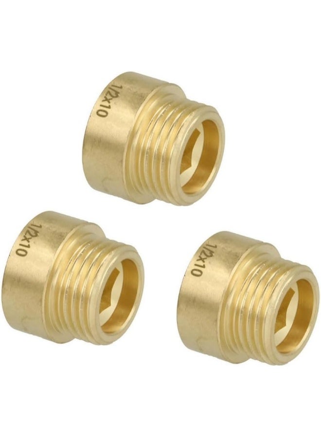 Biella 3Pcs Brass Extension Nipple Male To Female 1/2" British Standard Pipe (Bsp) For Extension Pipe Fitting (1/2 X 10Mm) - Image 1