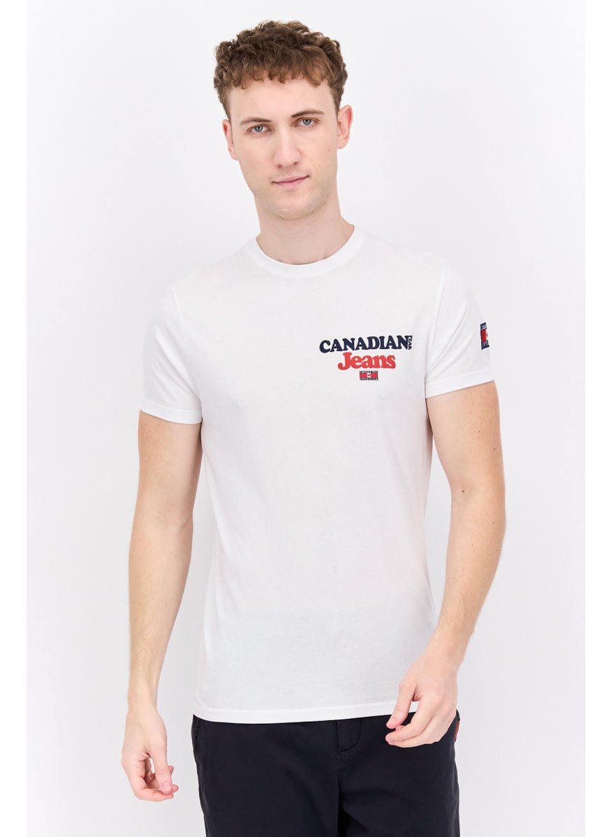 Canadian Peak Men Crew Neck Short Sleeve Brand Logo T-Shirt, White  - Image 1