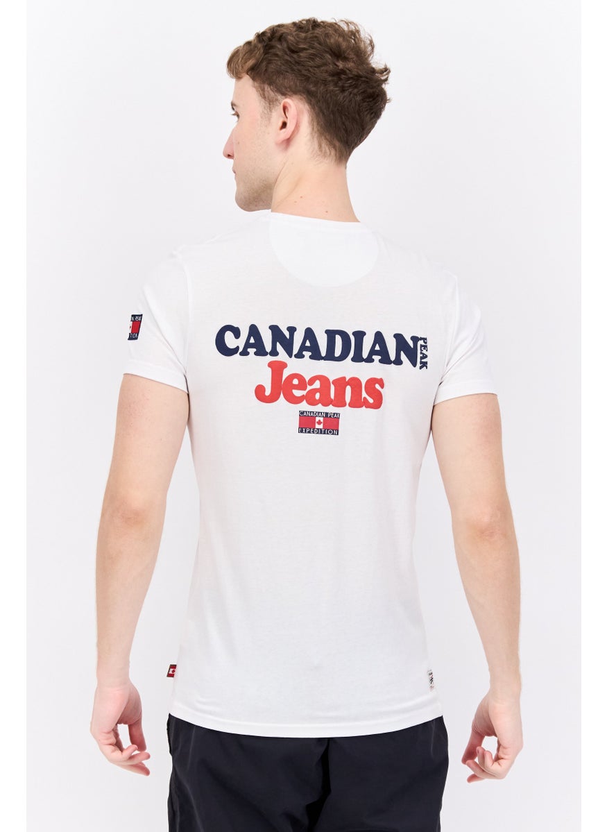 Canadian Peak Men Crew Neck Short Sleeve Brand Logo T-Shirt, White  - Image 3