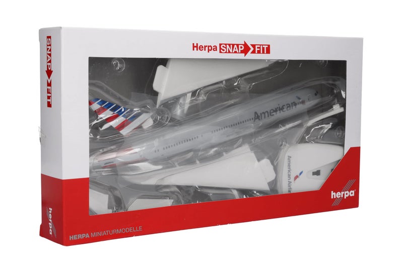 Herpa نموذج طائرة هيربا سناپ فيت بوينغ 787-9 خطوط أمريكان الجوية بمقياس 1:200، نموذج بلاستيكي صغير مع قاعدة، بناء نماذج، إصدار جامعي - Image 5