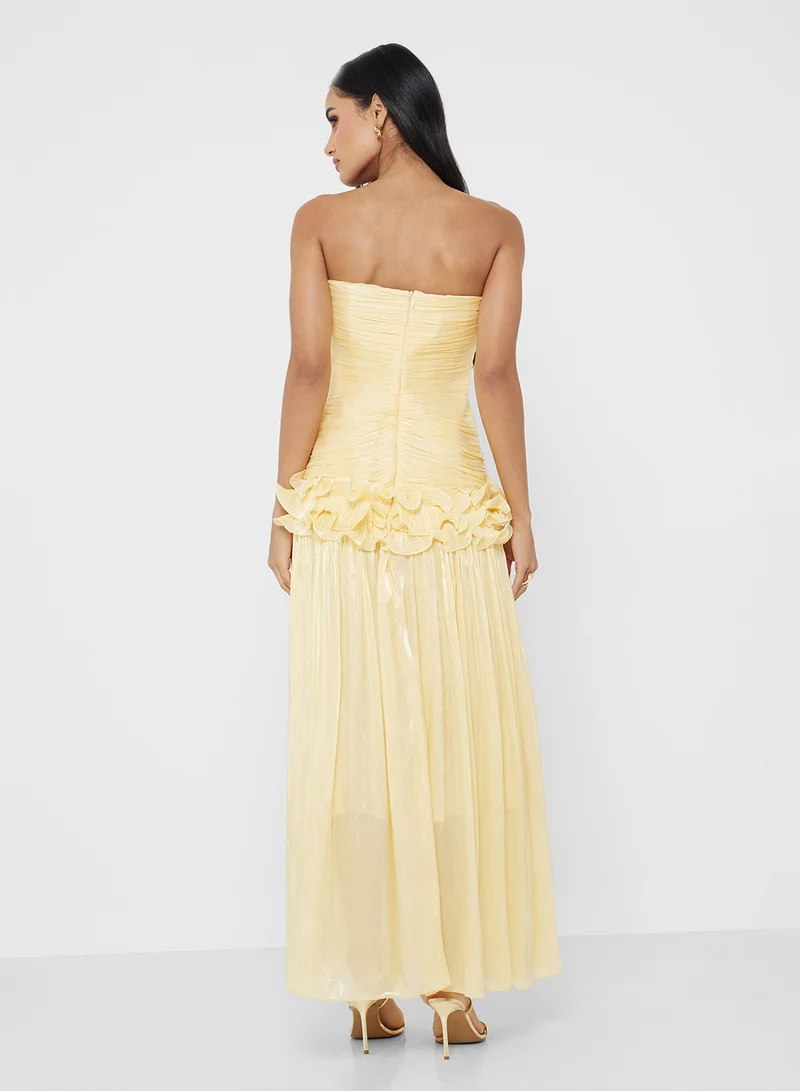 جينجر بوتيك Corset Bodice Ruched Drop Waist Maxi Dress