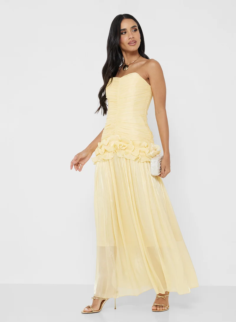 جينجر بوتيك Corset Bodice Ruched Drop Waist Maxi Dress