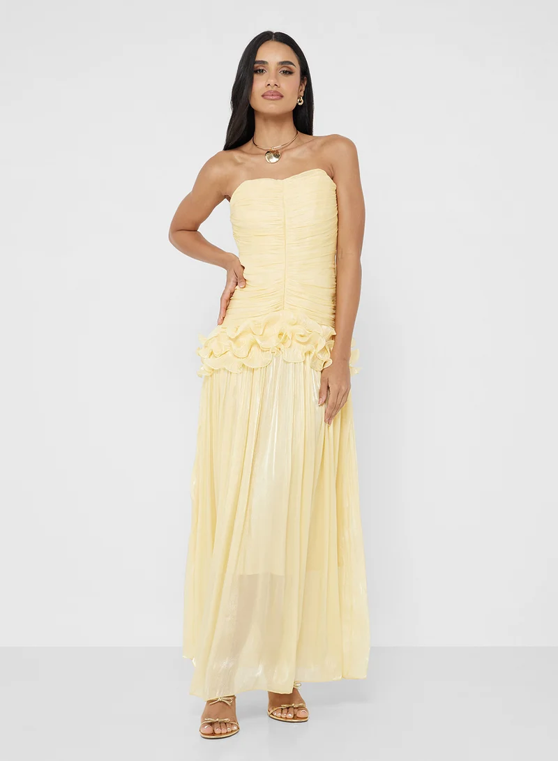 Ginger Boutique Corset Bodice Ruched Drop Waist Maxi Dress