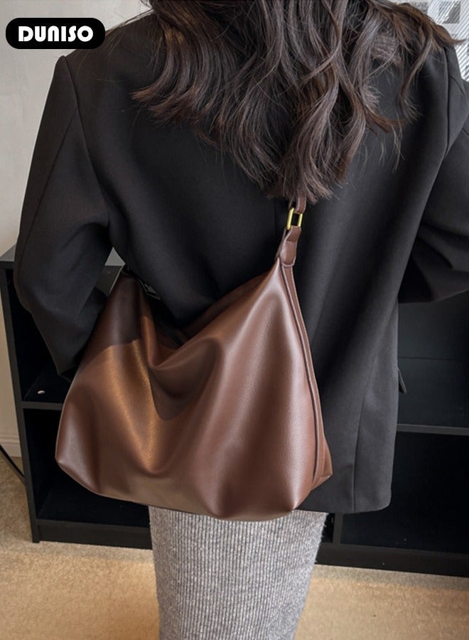 DUNISO Women's Shoulder Tote Bag Faux Leather Handbag for Women Large Capacity Messenger Bag, Fashionable Travel Shoulder Bag for Ladies Girls College Students - Image 3