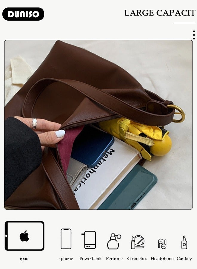 DUNISO Women's Shoulder Tote Bag Faux Leather Handbag for Women Large Capacity Messenger Bag, Fashionable Travel Shoulder Bag for Ladies Girls College Students - Image 5