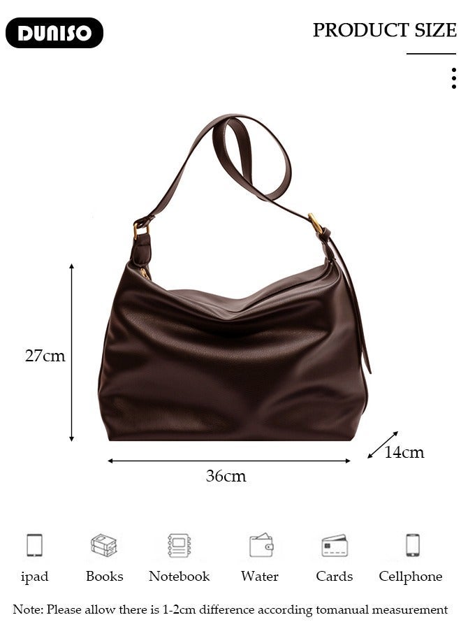 DUNISO Women's Shoulder Tote Bag Faux Leather Handbag for Women Large Capacity Messenger Bag, Fashionable Travel Shoulder Bag for Ladies Girls College Students - Image 4