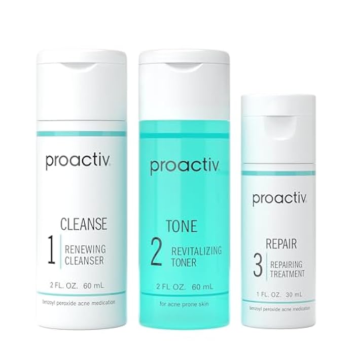 Proactiv 3 Step Acne Treatment - Benzoyl Peroxide Face Wash, Repairing Acne Spot Treatment for Face and Body, Exfoliating Toner - 30 Day Complete Acne Skin Care Kit - Image 1