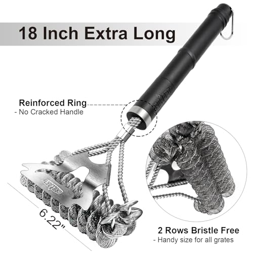 GRILLART Grill Brush for Outdoor Grill Bristle Free - Safe BBQ Grill Cleaner Brush - 18" BBQ Brush for Grill Cleaning Kit -Stainless Grill Cleaning Brush BBQ Grill Accessories Tools- Gifts for Men Dad - Image 4