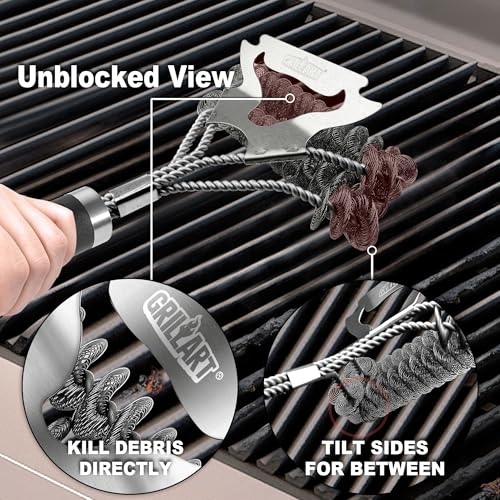 GRILLART Grill Brush for Outdoor Grill Bristle Free - Safe BBQ Grill Cleaner Brush - 18" BBQ Brush for Grill Cleaning Kit -Stainless Grill Cleaning Brush BBQ Grill Accessories Tools- Gifts for Men Dad - Image 3