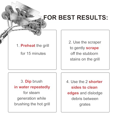 GRILLART Grill Brush for Outdoor Grill Bristle Free - Safe BBQ Grill Cleaner Brush - 18" BBQ Brush for Grill Cleaning Kit -Stainless Grill Cleaning Brush BBQ Grill Accessories Tools- Gifts for Men Dad - Image 5