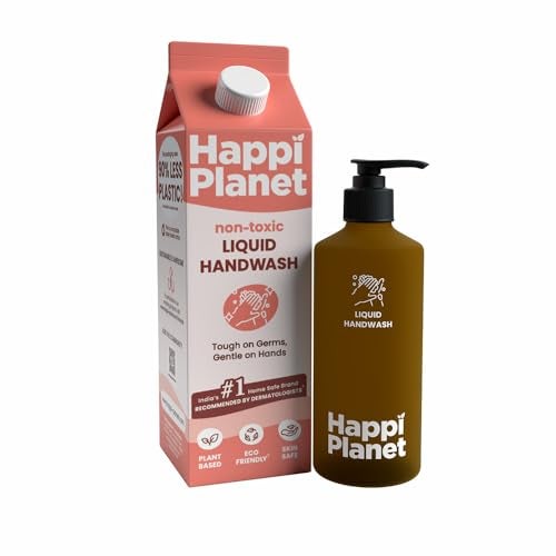 Happi Planet | Organic Liquid Handwash Starter Kit (1L Refill + Glass Bottle) | Oud Fragrance | Moisturizing Hand Wash | Natural, Non-Toxic, Herbal, Eco-Friendly, Chemical Free, pH Balanced - Image 1