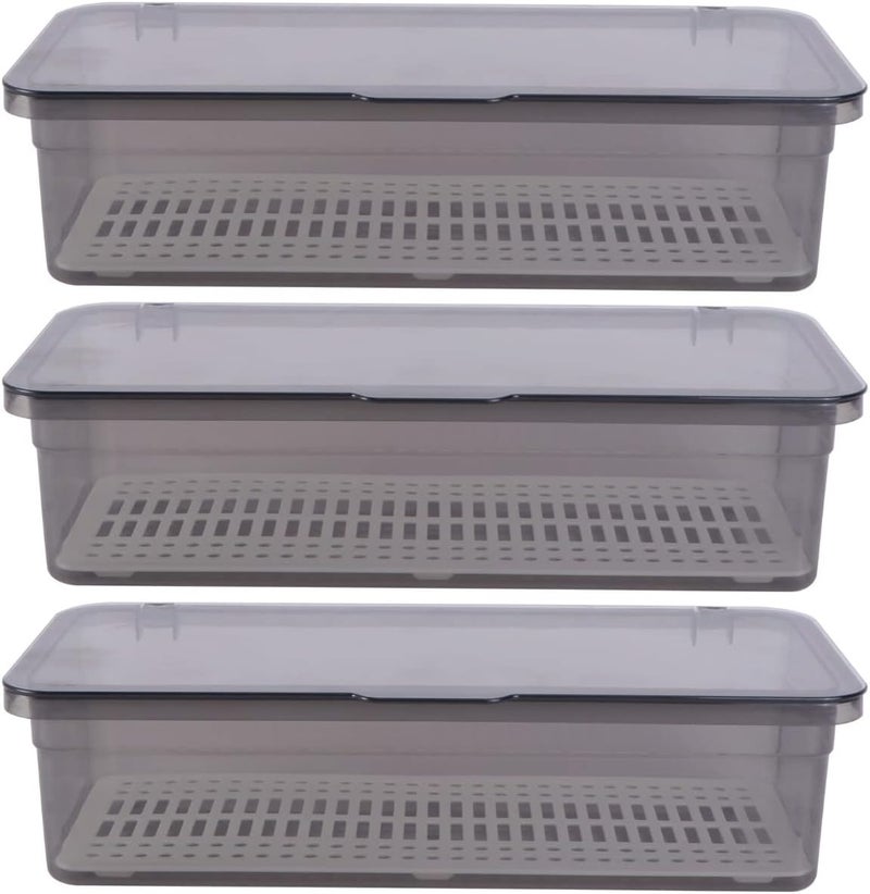 Cabilock 3pcs Silverware Organizer with LidPortable Plastic Utensil Holder for CountertopCovered Cutlery Drawer Organizer Transparent Silverware Holder Dinnerware Holder for Spoons Forks Knives - Image 1