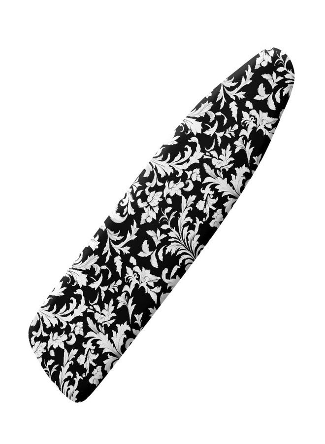 Daulesho Classic Damask Floral Homes Replacement Ironing Board Cover, Black White Adjustable Elastic Edge Fit, Vintage Abstract Flower Stain Resistant, Easy Installation - Image 1