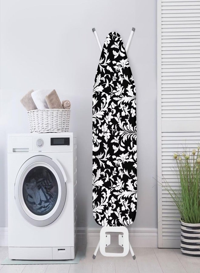 Daulesho Classic Damask Floral Homes Replacement Ironing Board Cover, Black White Adjustable Elastic Edge Fit, Vintage Abstract Flower Stain Resistant, Easy Installation - Image 3