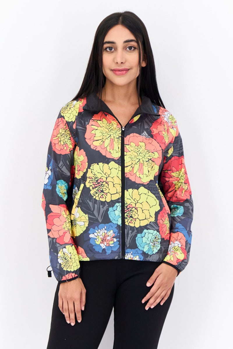 Adidas جاكيت تدريب رياضي للنساء، رمادي - Image 1