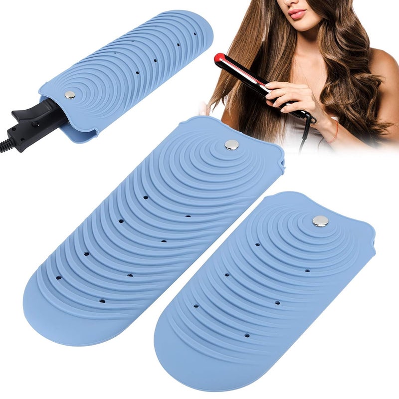 cheekyglo Heat Resistant Silicone Mat Pouch, 2Pcs Heat Resistant Silicone For Hair Straightener Curling Irons Flat Irons For And Other Hot Hair Tools (Blue)Blue - Image 2