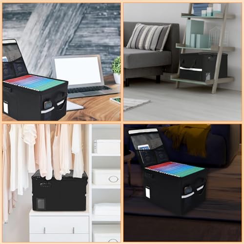 Hodufy File Box with Lock 5200°F with Heat Insulated,Fireproof Box File Storage Organizer Anti-Static,Collapsible Fireproof Document Filing Box with Handle,Portable Home Office Safe - Image 3