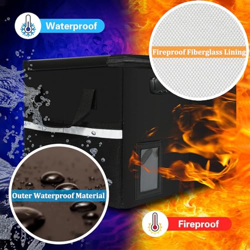 Hodufy File Box with Lock 5200°F with Heat Insulated,Fireproof Box File Storage Organizer Anti-Static,Collapsible Fireproof Document Filing Box with Handle,Portable Home Office Safe - Image 4