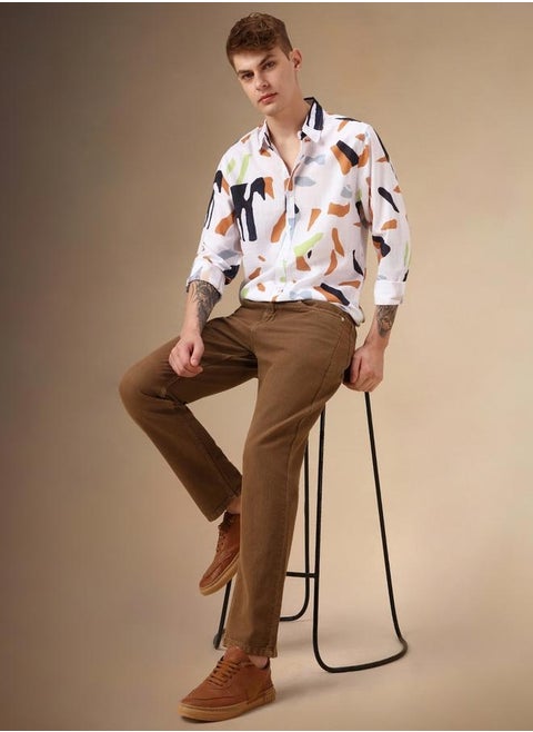 Men's Regular Fit Multi-Color Spread Collar Shirt