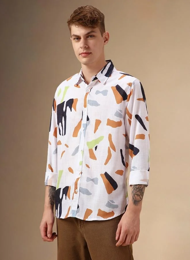 Dennis Lingo Men's Regular Fit Multi-Color Spread Collar Shirt