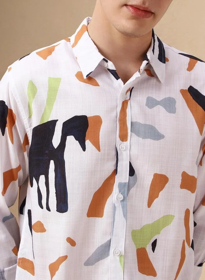 Dennis Lingo Men's Regular Fit Multi-Color Spread Collar Shirt