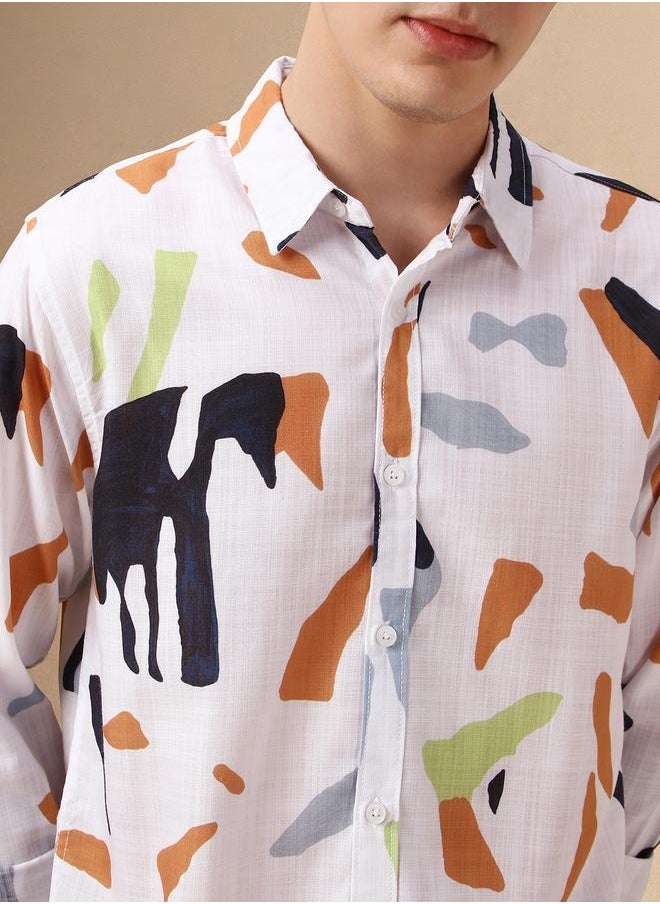 Men's Regular Fit Multi-Color Spread Collar Shirt