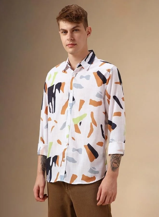 Men's Regular Fit Multi-Color Spread Collar Shirt