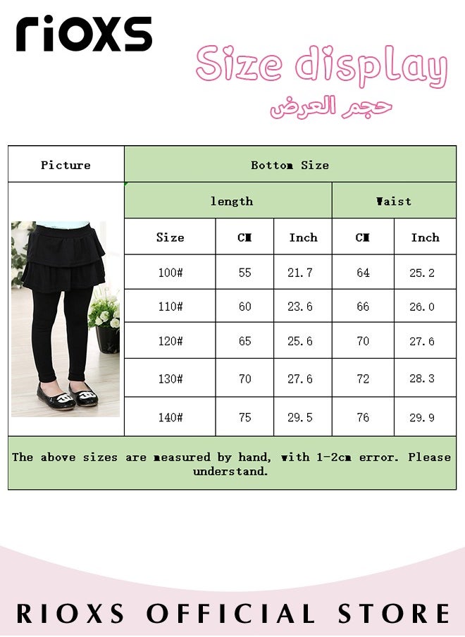 RIOXS Toddler Girls Footless Leggings Pants With Ruffle Tutu Skirt Fleece Lined Warm Stretchy Pantskirt  - Image 5
