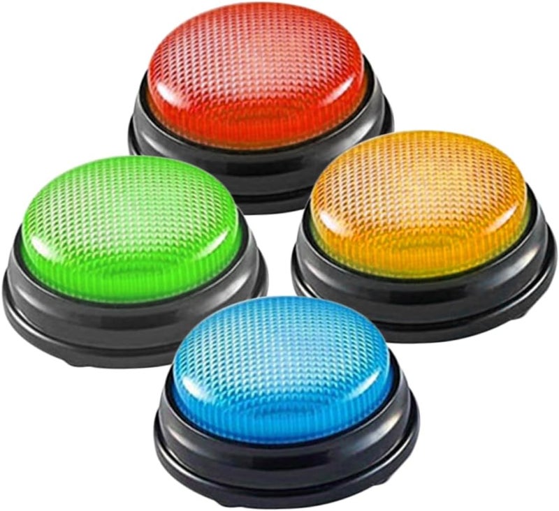 LED Recordable Talking Buttons – Customizable Sound Buzzers for Kids, Classroom, Pets Training & Parent-Child Learning (Set of 4) - view 2