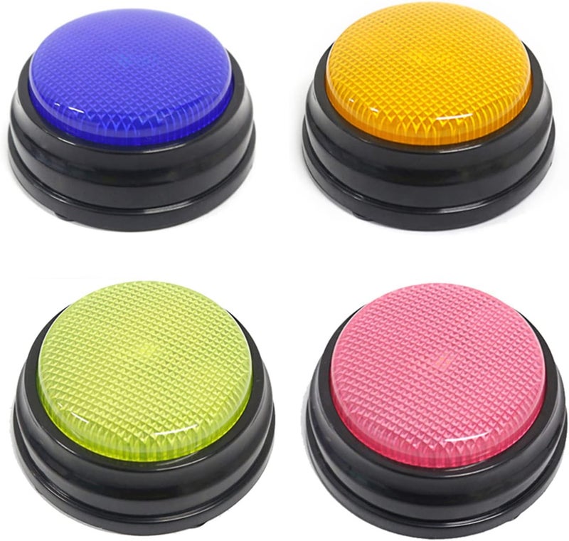 LED Recordable Talking Buttons – Customizable Sound Buzzers for Kids, Classroom, Pets Training & Parent-Child Learning (Set of 4) - view 3