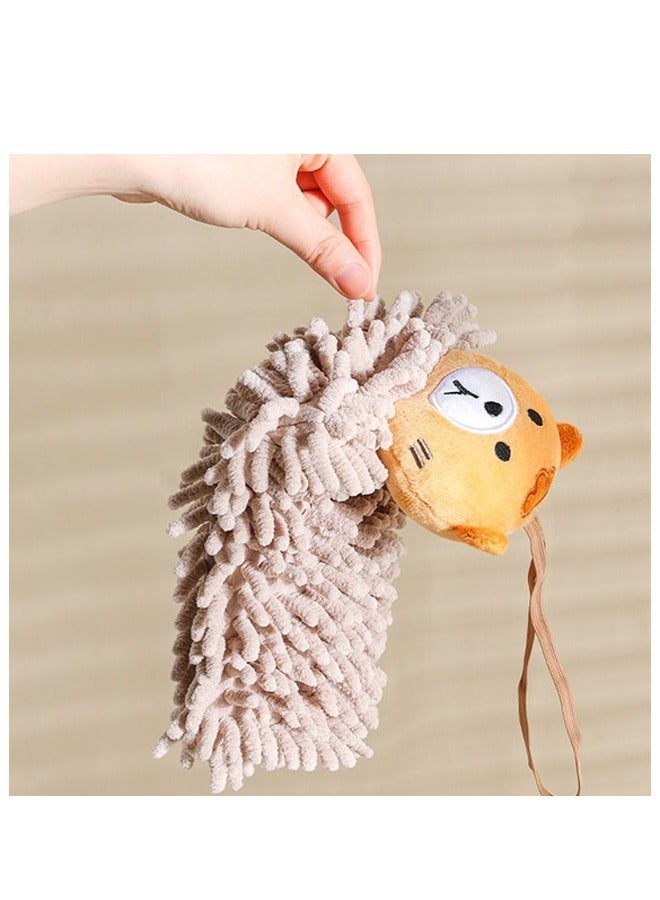 Cartoon Hanging Hand Towel for Kitchen, Double Sided Microfiber Thick Puff, Quick Dry Super Absorbent Towel(Brown)  - Image 3