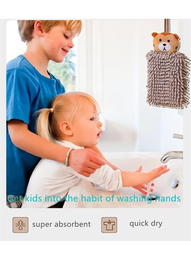 Cartoon Hanging Hand Towel for Kitchen, Double Sided Microfiber Thick Puff, Quick Dry Super Absorbent Towel(Brown)  - Image 5