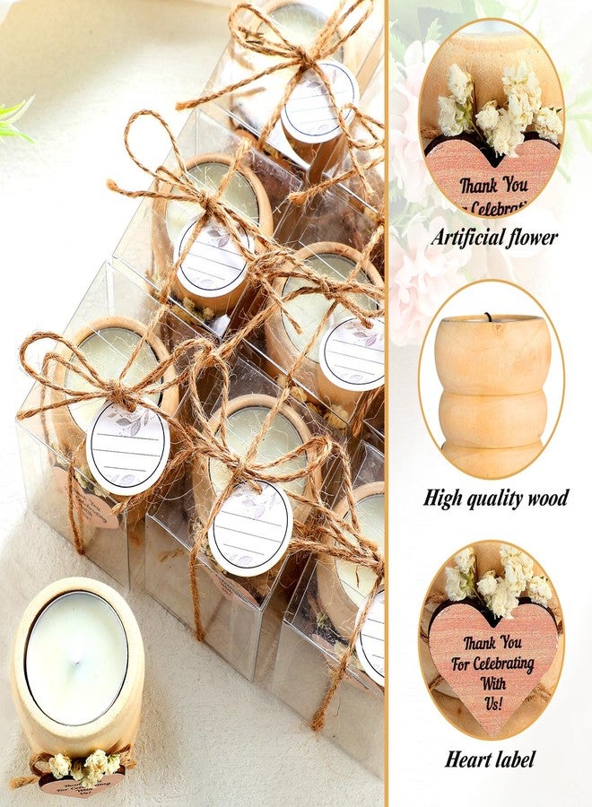 MTLEE 16 Pack Wooden Tealight Candle Holders Kit Guest Gifts for Wedding Baby Shower Baptism Christening Housewarming Party Handmade Thank You Candle with Card Box Rope(Boho) - Image 3