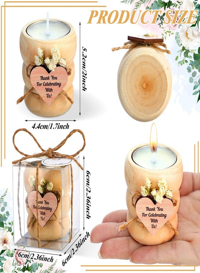 MTLEE 16 Pack Wooden Tealight Candle Holders Kit Guest Gifts for Wedding Baby Shower Baptism Christening Housewarming Party Handmade Thank You Candle with Card Box Rope(Boho) - Image 2