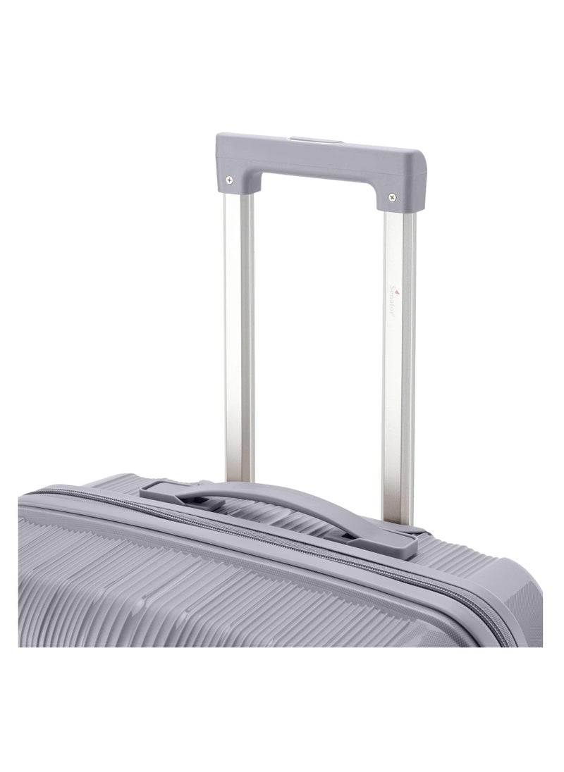 SENATOR Unisex Hard Case Large Checked Luggage Lightweight PP Fashion Trolley Luggage with 4 Double Spinner Wheel and 3-Digit Combination Lock KH1009 Light Grey  - Image 5