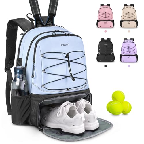Arcoyard Tennis Bags For Women Men Tennis Backpack with Ventilated Shoe Compartment and Insulated Pocket Hold 2 Rackets Tennis Pickleball Balls and More Blue - Image 1
