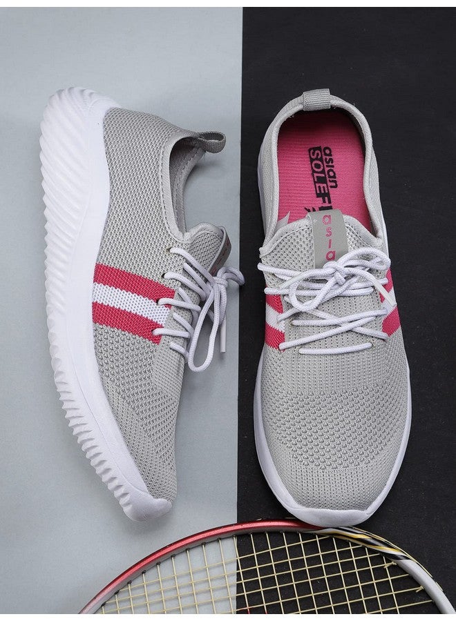 Asian ASIAN Women's Angel-04 Sports Running,Walking Gym Lightweight with Knitted Fabric Extra Cushion Casual Sneaker Shoes for Ladies and Girls Grey  - Image 5