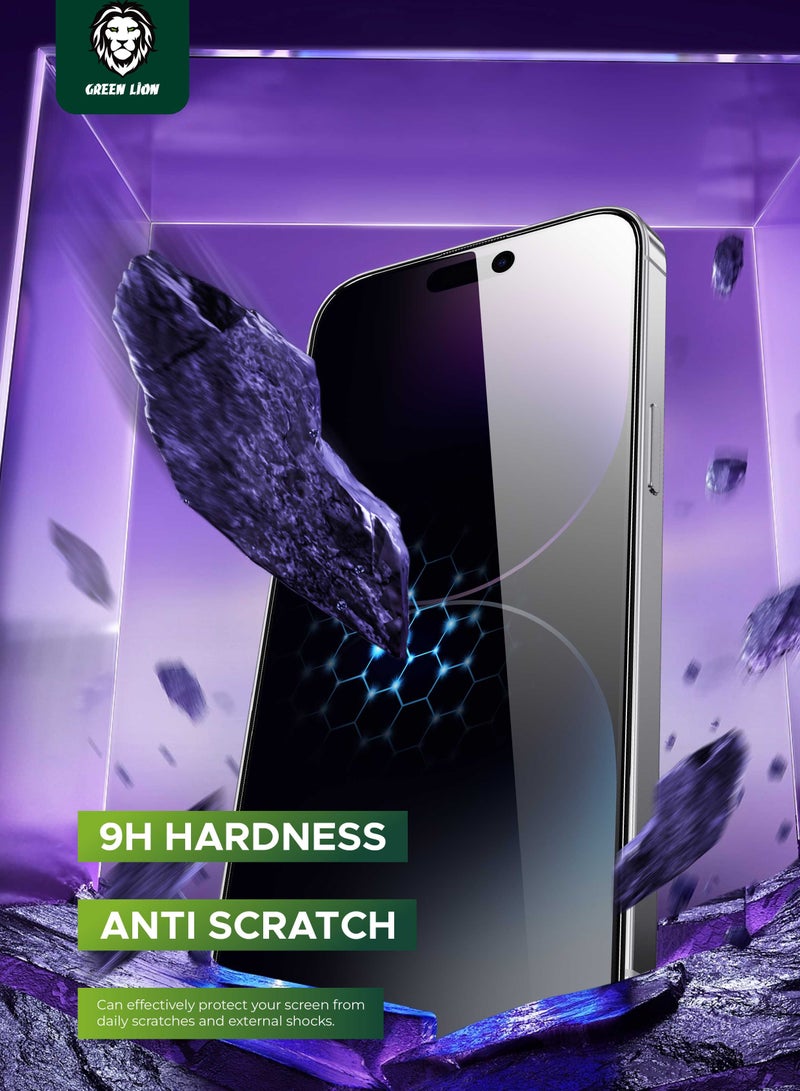 GREEN LION iPhone 15 Pro Max Glass Crystal Clear 9H Steve Privacy Screen Protector / Anti Scratch / Grease Resistance / Anti Fingerprint / Highly Responsive / Blocked Side Viewing / Bubble Free - Black - Image 3