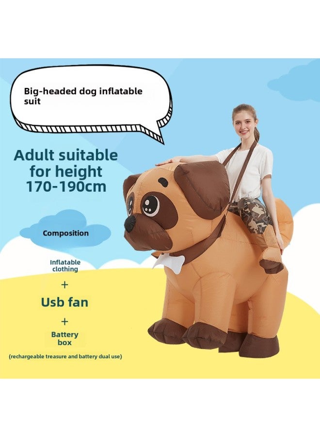 Children's Funny Costume Festival Performance Parent-Child Cartoon Pug Dress Up Doll Props Puppy Inflatable Year Gift-Color:Big-headed Dog—adult  - Image 1